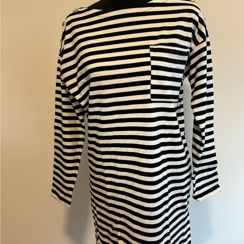 Ralph Lauren Navy and White Striped Long Sleeve Dress